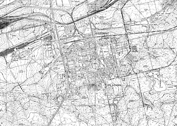 Giszowiec na mapie zasadniczej z ok. 1985 roku