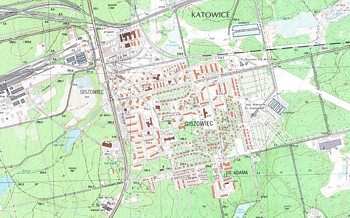 Giszowiec na mapie Katowic z ok. 1996 roku