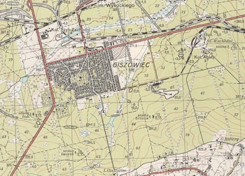 Giszowiec na mapie wojskowej z 1956 roku
