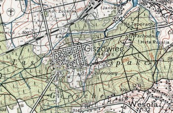 Giszowiec na mapie wojskowej z 1931 roku