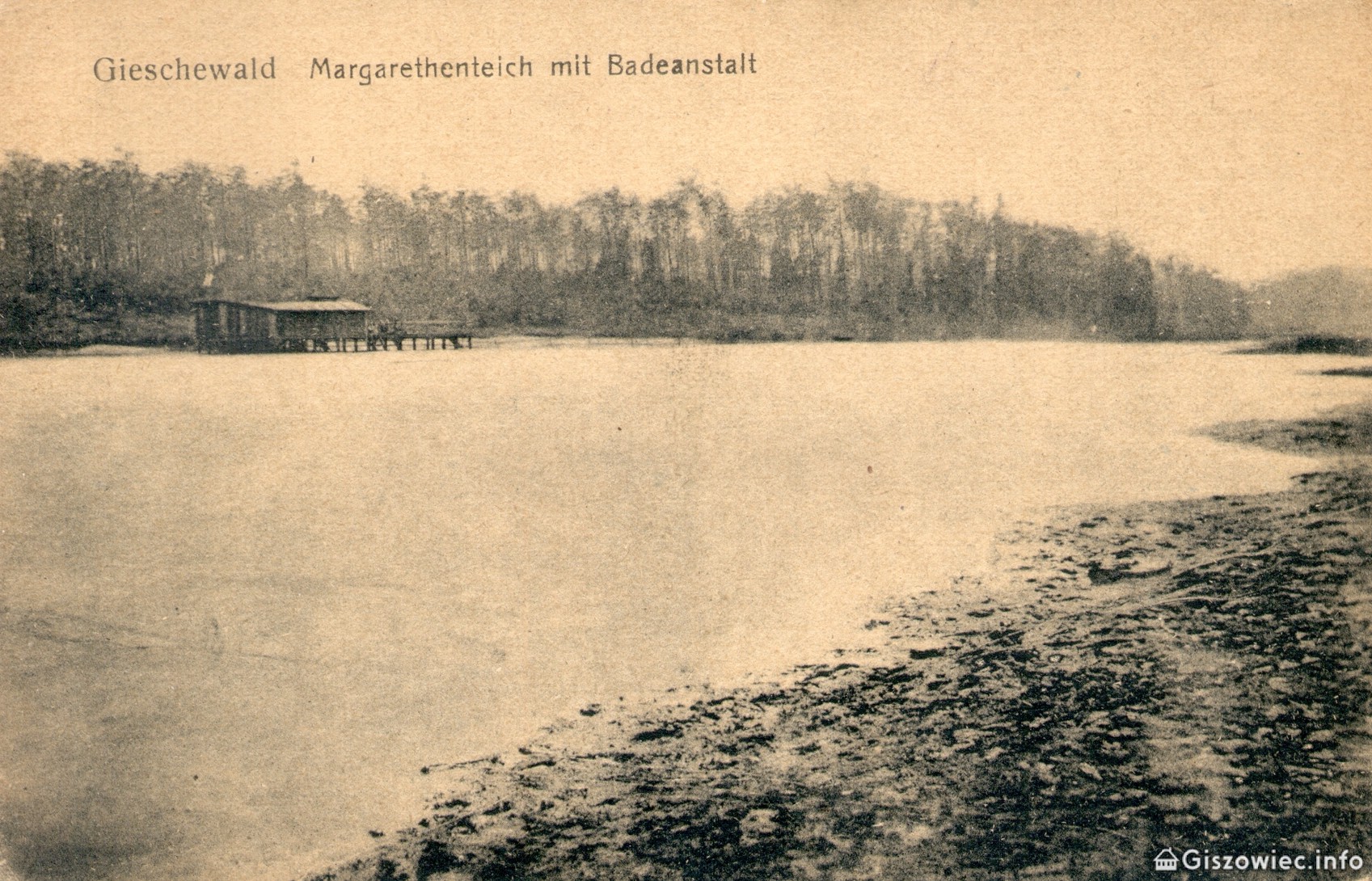 Staw Małgorzaty wraz z pierwszym kąpieliskiem, przed 1914 r.