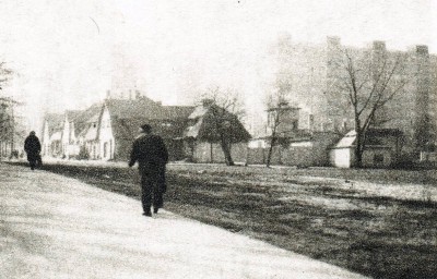 Giszowiec, Widok w kierunku Rynku, po prawej widoczna wieża fabryki lodu